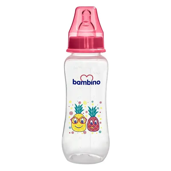 Bambino Silikon Emzikli Kavramalı PP Biberon 250 ml Ananas