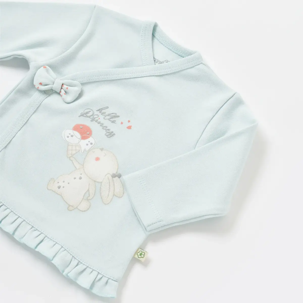 Bibaby Organik Zıbın Takımı 3lü Pretty Ears Bunny Mint - Ekru