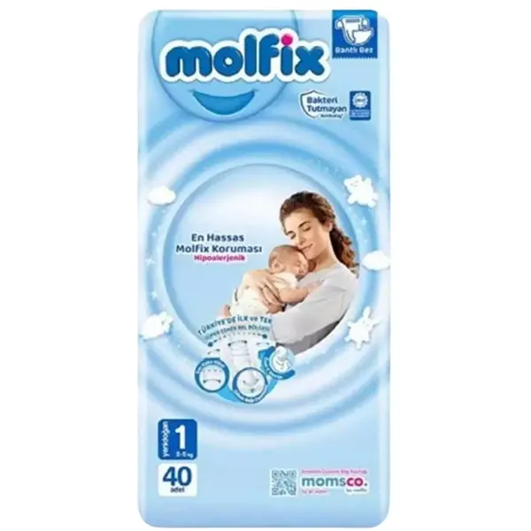 Molfix Bebek Bezi 3D 1 Beden Yenidoğan 2-5 Kg 40lı Jumbo