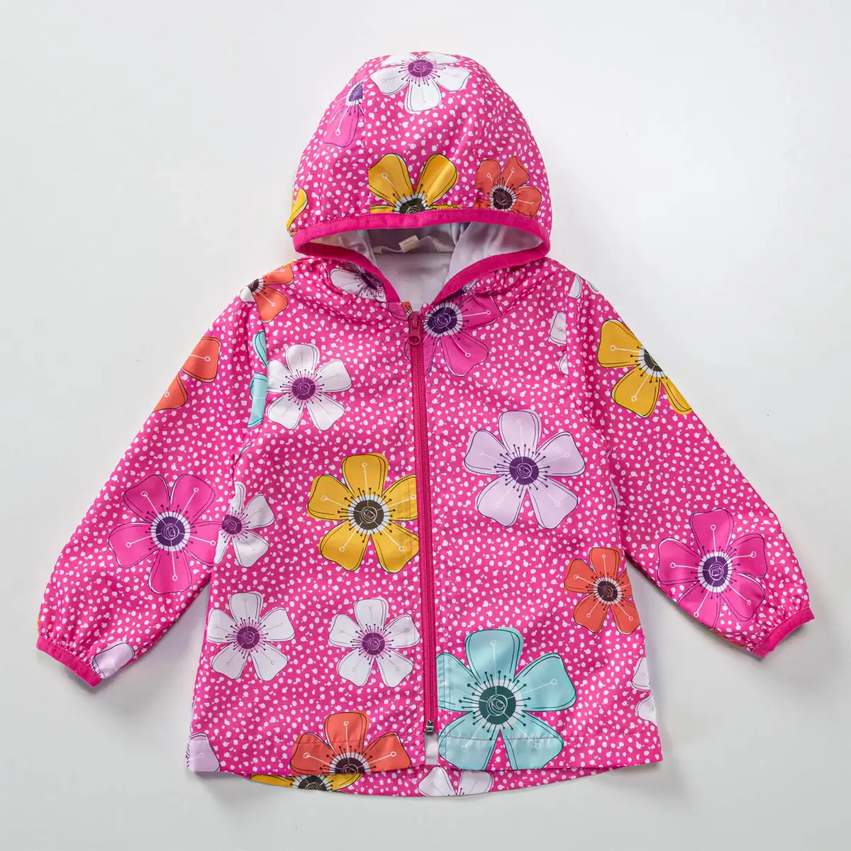 Midimod Yağmurluk Çiçek Baskılı Fuşya