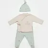 Bibaby Organik Zıbın Takımı 3lü Modal Happy Forest Bej - Mint