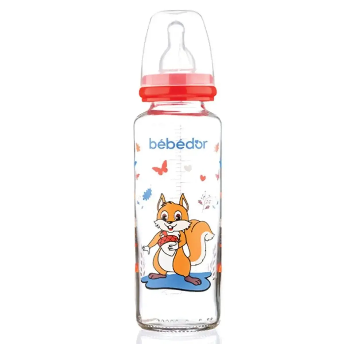 Bebedor Silikon Emzikli Desenli Cam Biberon 250 ml 3+ Ay