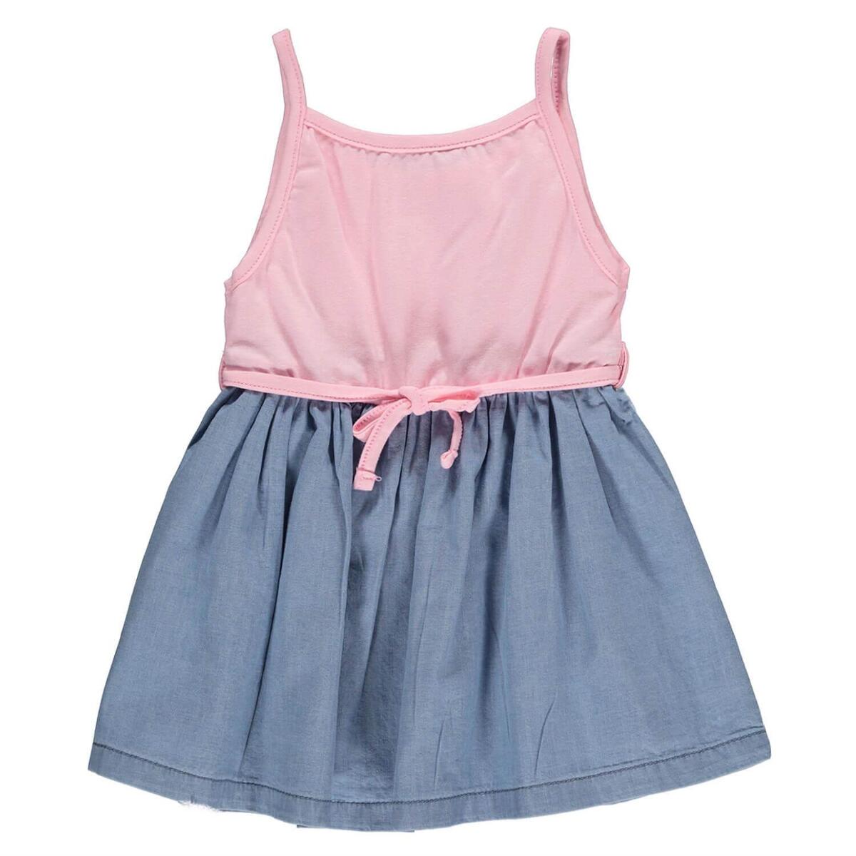 Overdo Elbise Tavşan Nakışlı Kot Pembe