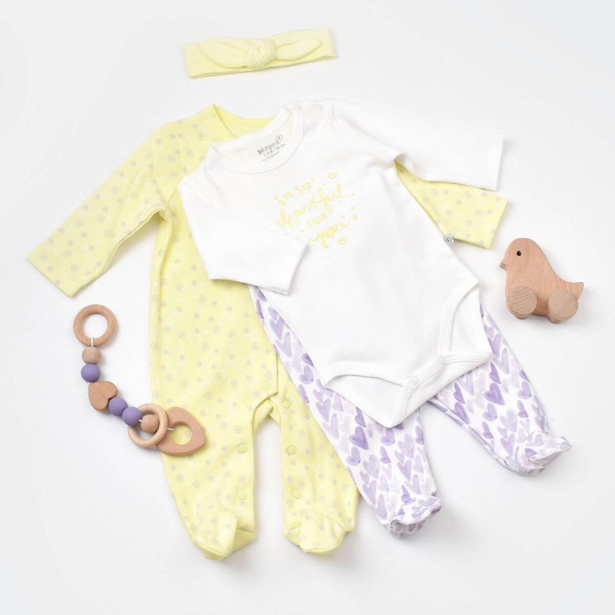 Bibaby Organik Tulum Takımı Tüllü Love You Baby Yellow Lavender