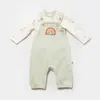 Bibaby Organik Salopet Tulum Tiny Birds Ekru - Yeşil