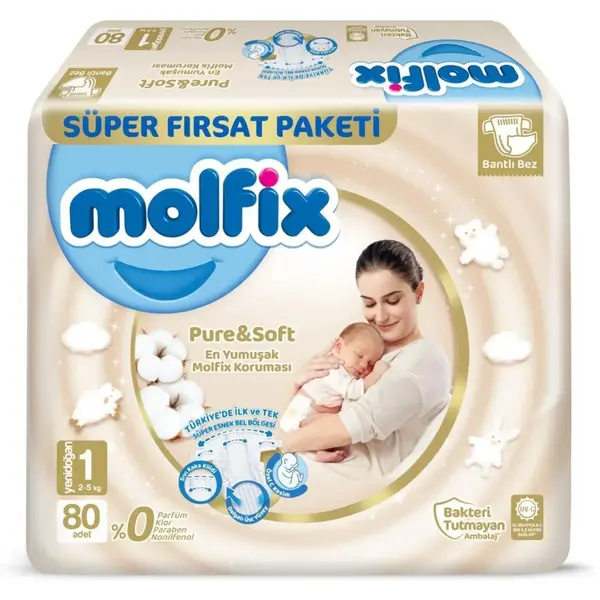 Molfix Pure&Soft Bebek Bezi 1 Beden Yenidoğan 88li Süper Fırsat Paketi