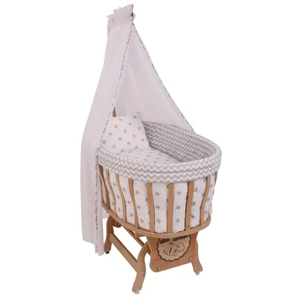 Duux Naturel Sepet Beşik-Uyku Seti Gri Yıldız Zigzag