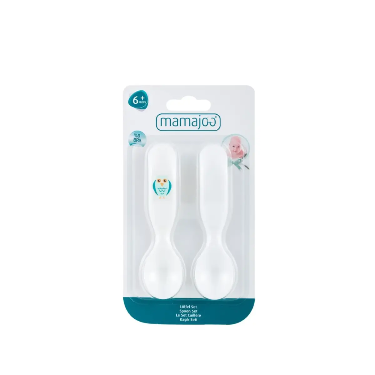 Mamajoo Kaşık Seti 2li Baykuş Beyaz