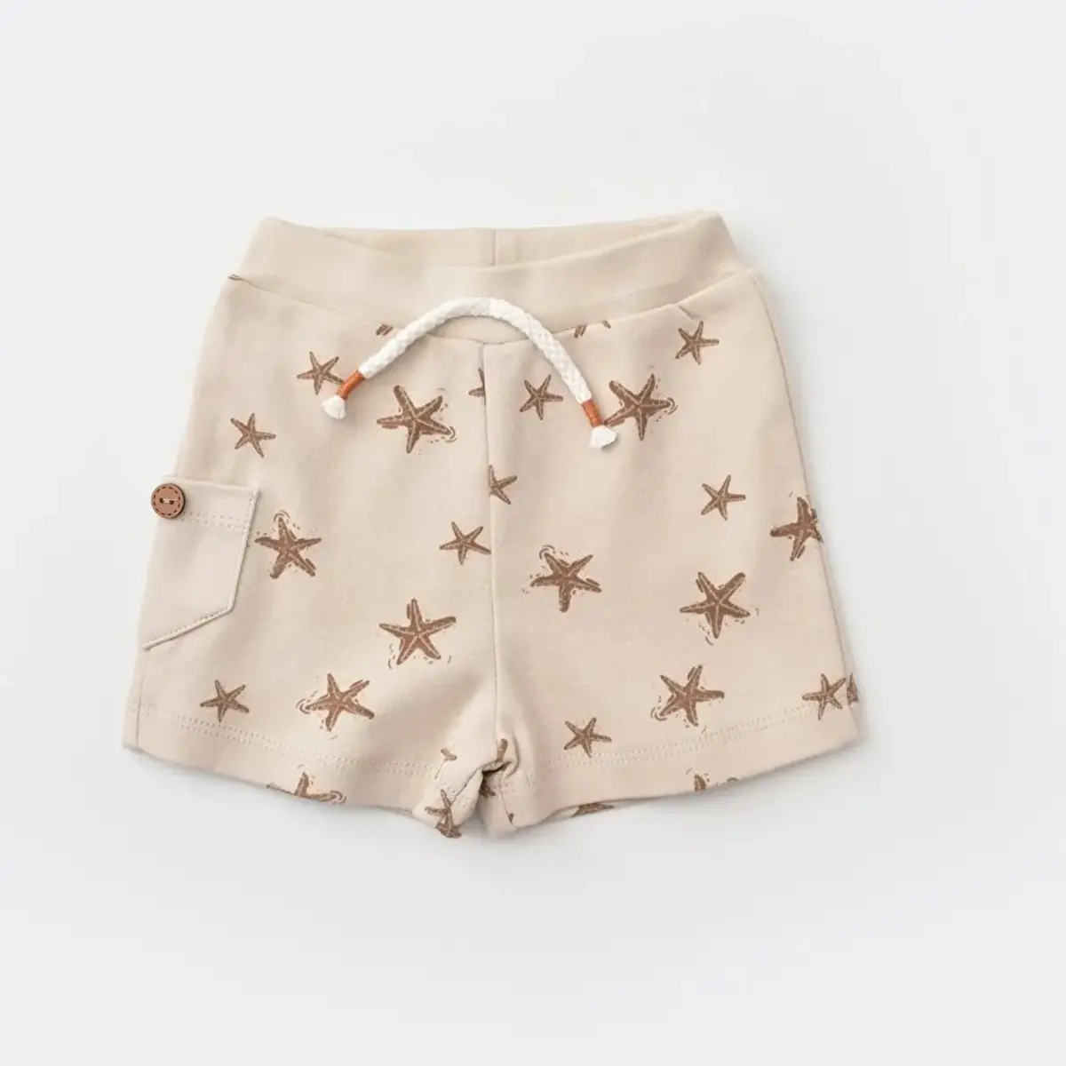 Bibaby Organik 2li Takım Şortlu Magic Starfish Latte