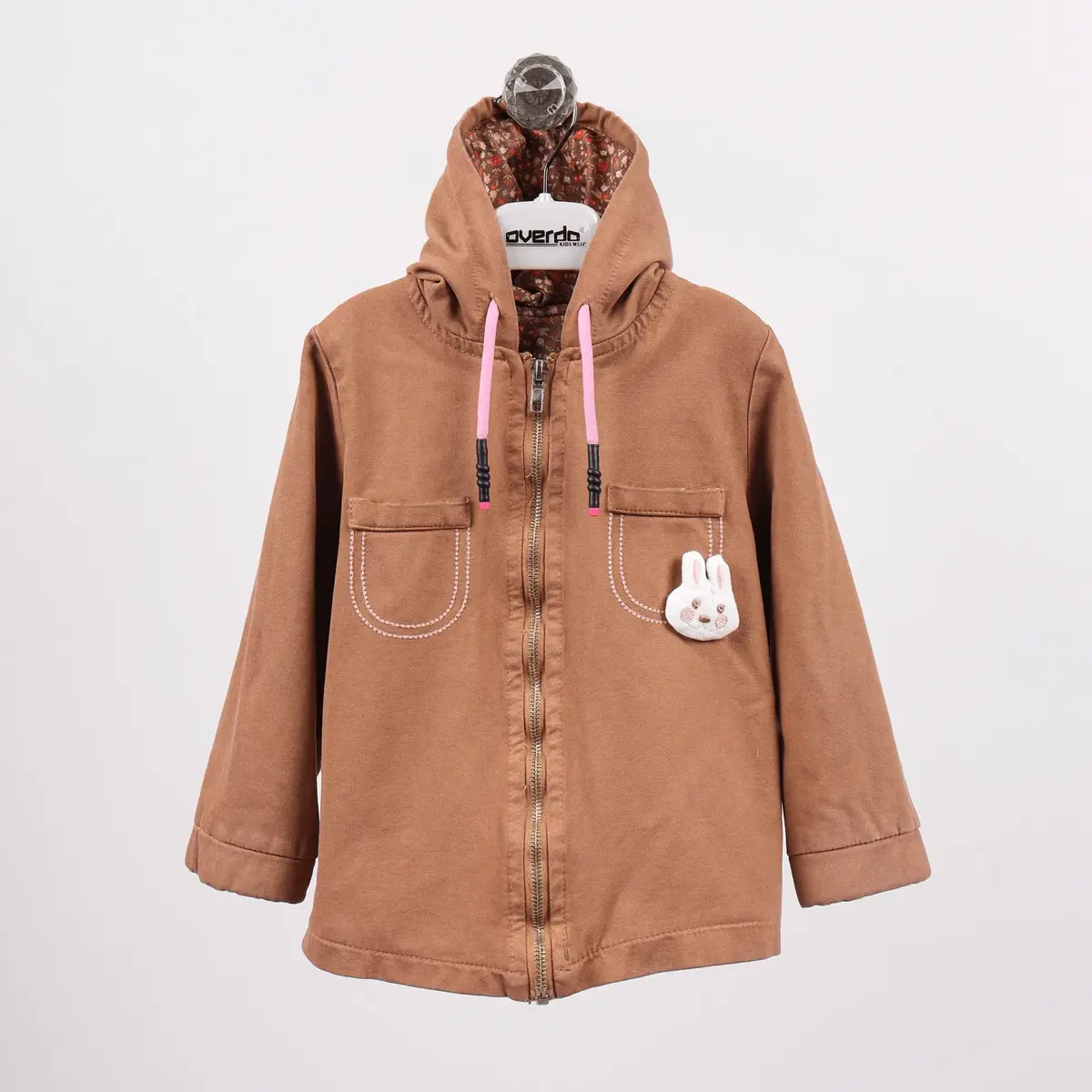 Overdo Ceket Kapüşonlu Kedili Kiremit Overdo Ceket Kapüşonlu Kedili Kiremit