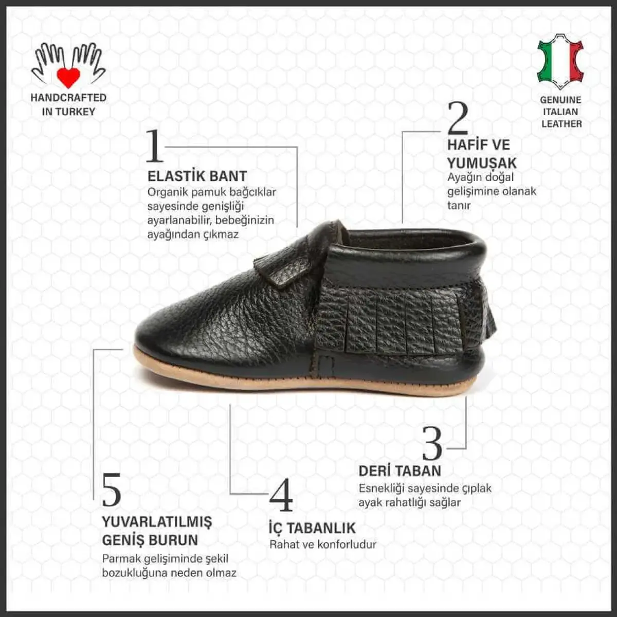 Ella Bonna Bebek Ayakkabısı Hakiki Deri Mokasen Siyah