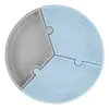 OiOi Puzzle Bebek Tabağı 6+ Ay Mineral Blue - Powder Grey