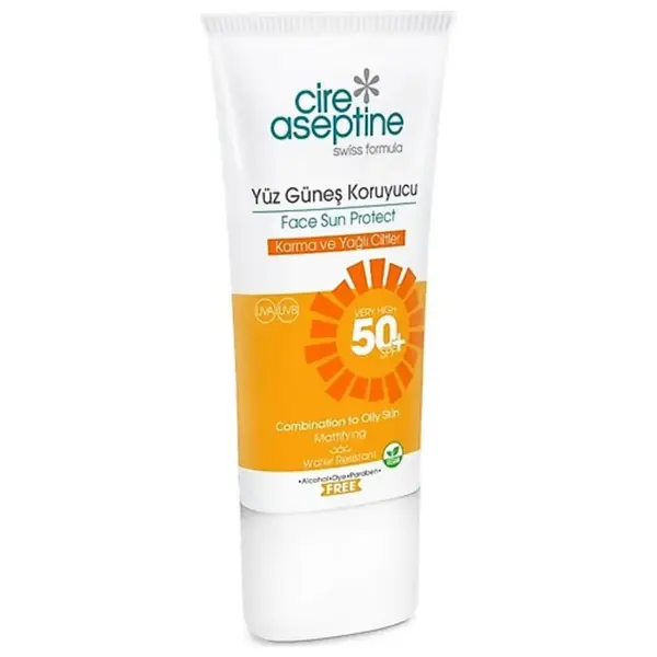 Cire Aseptine Yüz Güneş Koruyucu Karma ve Yağlı Ciltler 50 SPF 50 ml