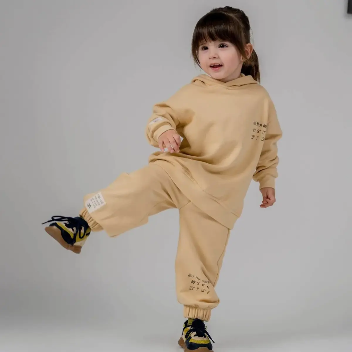 Moi Noi 2li Takım Kapüşonlu Basic Bej