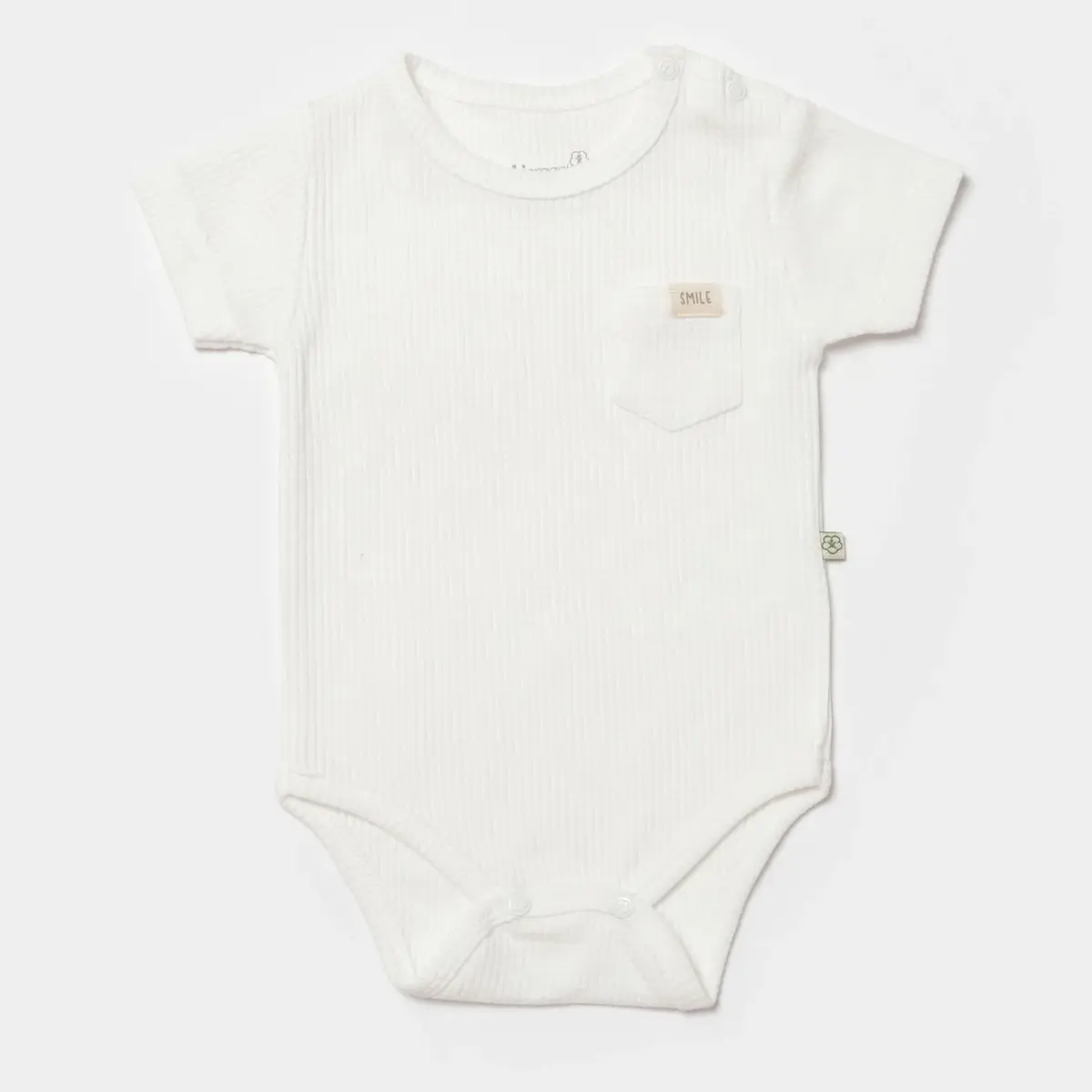 Bibaby Organik Body Kısa Kol Waffle Smile Ekru Bibaby Organik Body Kısa Kol Waffle Smile Ekru