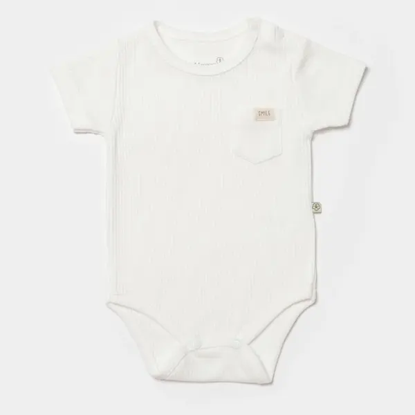 Bibaby Organik Body Kısa Kol Waffle Smile Ekru