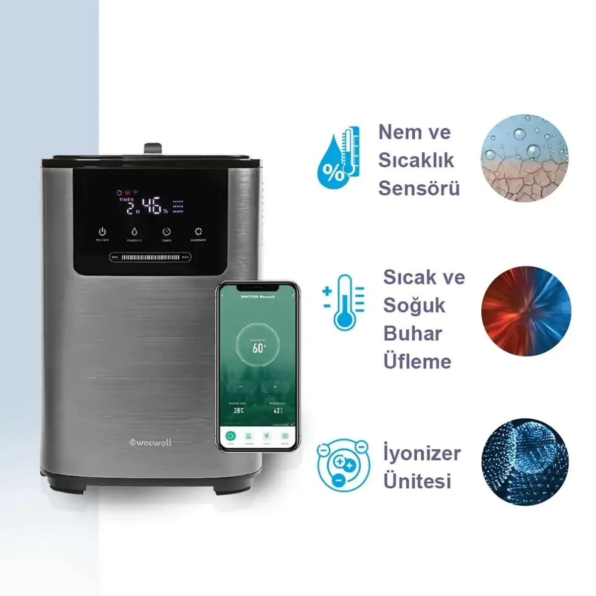 Weewell WHC752R Ionizerli Sıcak Soğuk Akıllı Buhar Makinesi