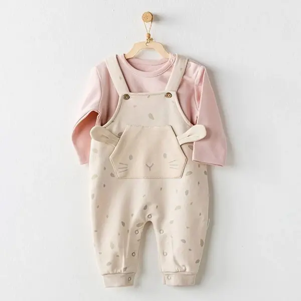 Andy Wawa Salopet Takımı Baby Casual Bej -  Pembe
