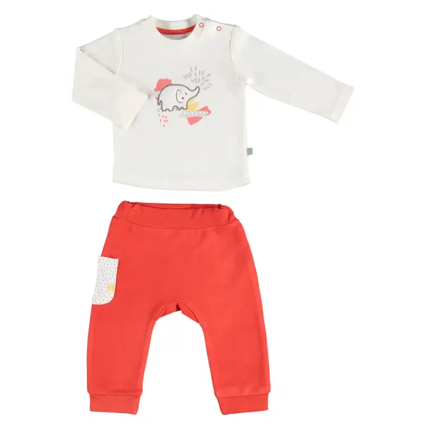 Bibaby Organik 2li Takım Natural Circus Ekru - Nar Çiçeği