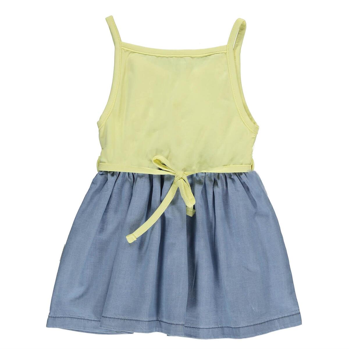 Overdo Elbise Tavşan Nakışlı Kot Sarı