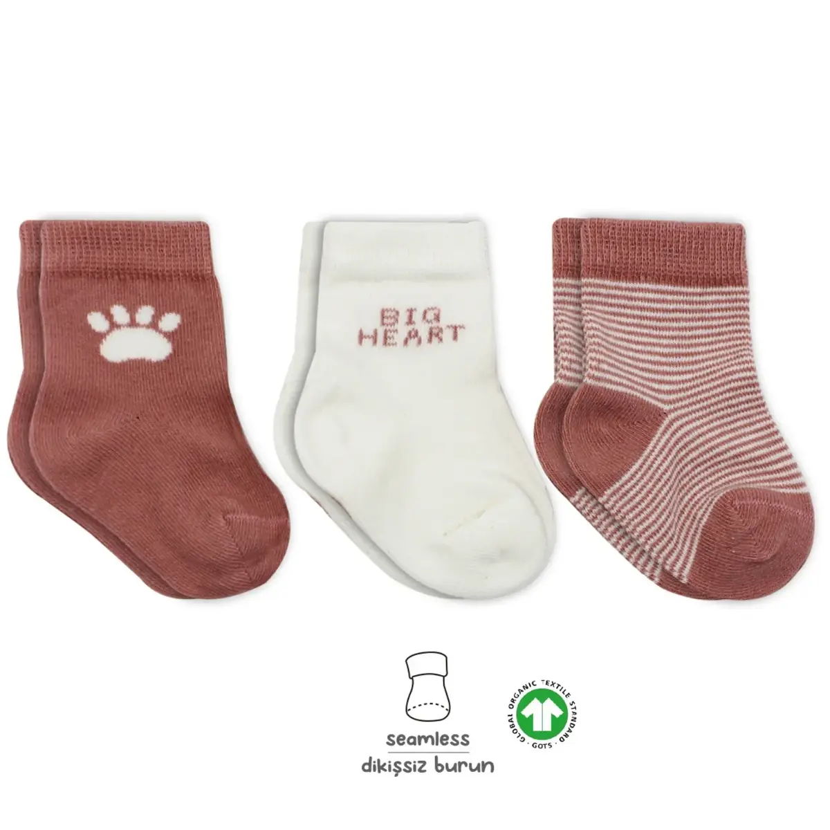 Bibaby Çorap Soket 3lü Bistyle Pati Penye Pudra
