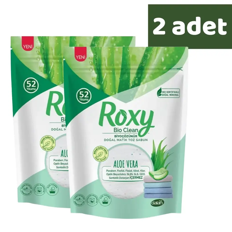 Dalan Roxy Bio Matik Clean Toz Sabun Aloe Vera 1600 gr x 2 Adet