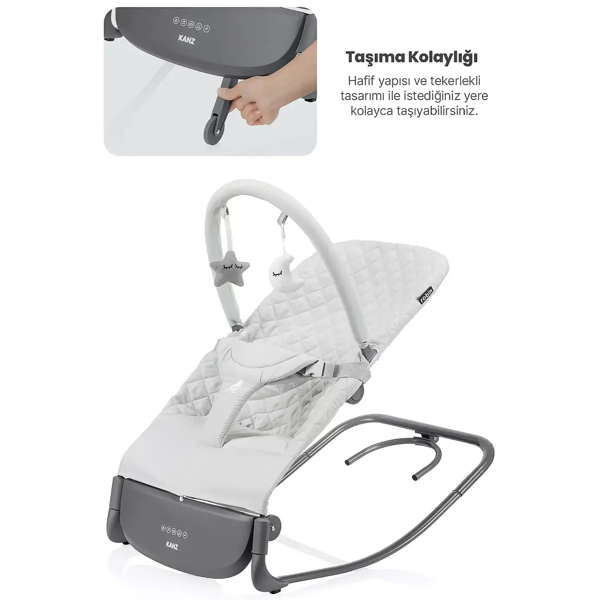 Kanz Robin Elektrikli Pilli Ana Kucağı Grey Green