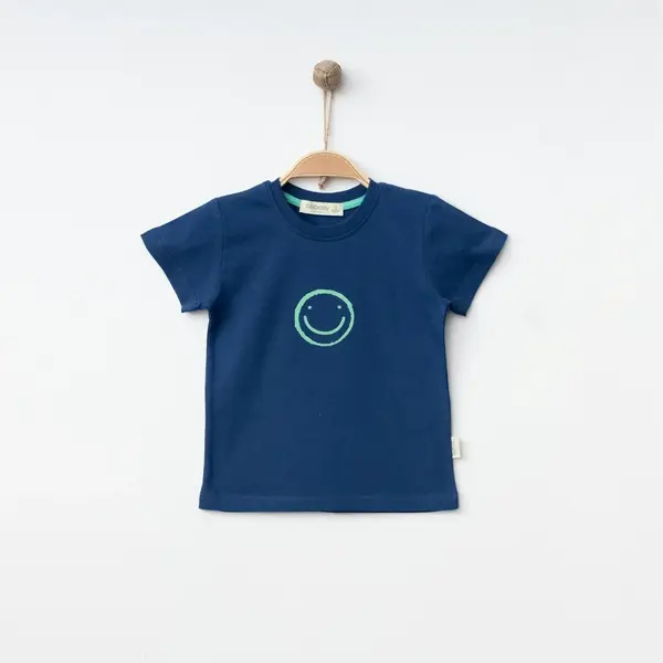 Bebolly T-Shirt Gülenyüz Baskılı Lacivert