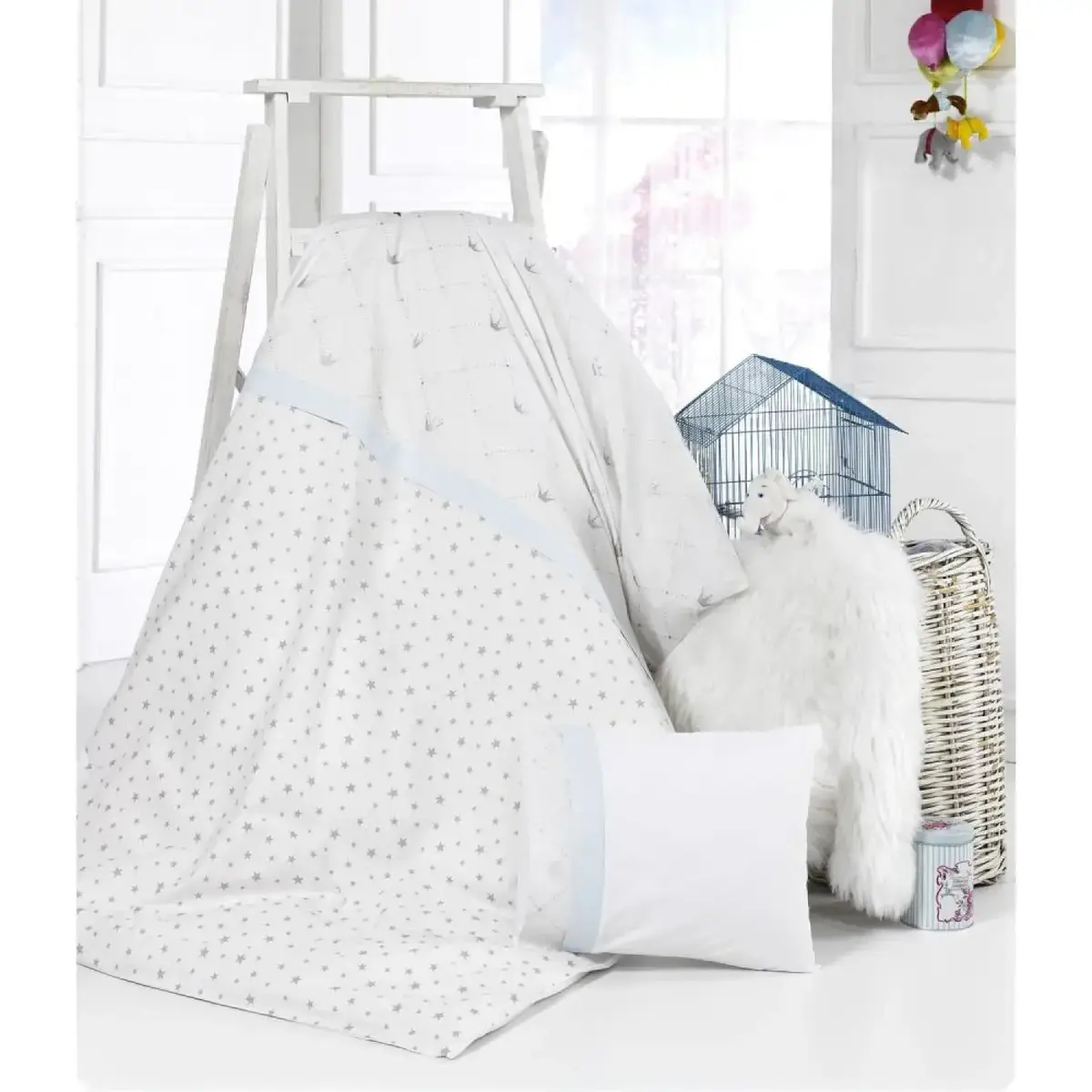 Momishop Bebek Nevresim Takımı Taç Mavi