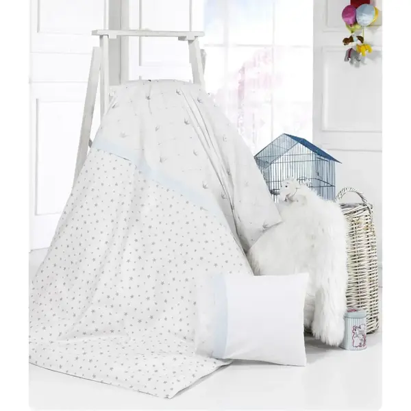 Momishop Bebek Nevresim Takımı Taç Mavi