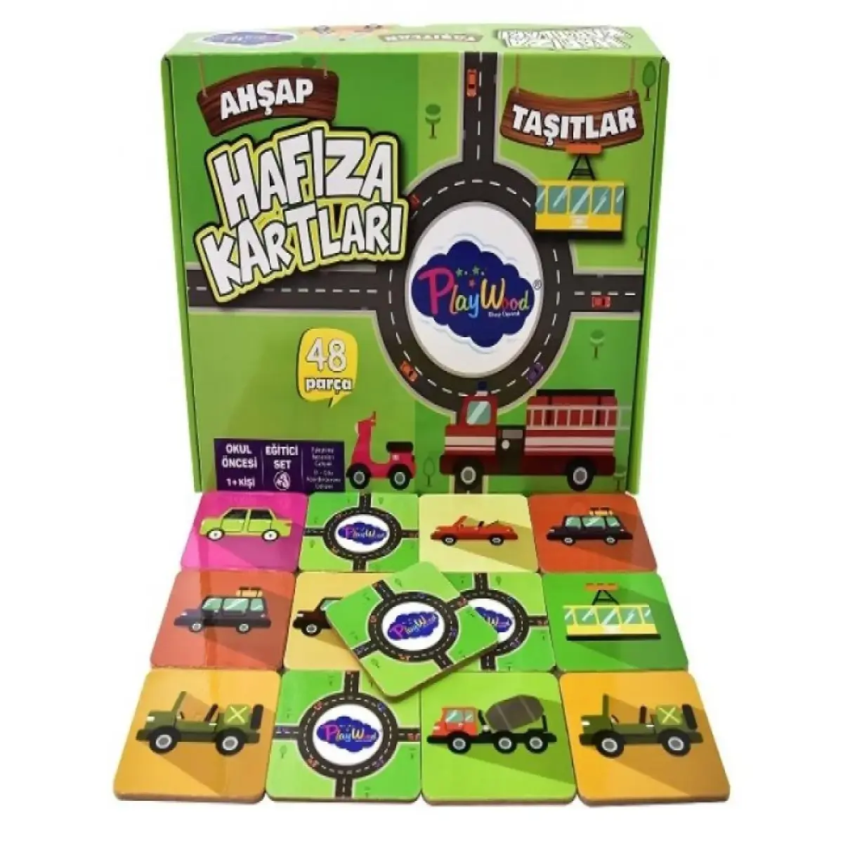 Playwood Eğitici Ahşap Hafıza Kartları Taşıtlar