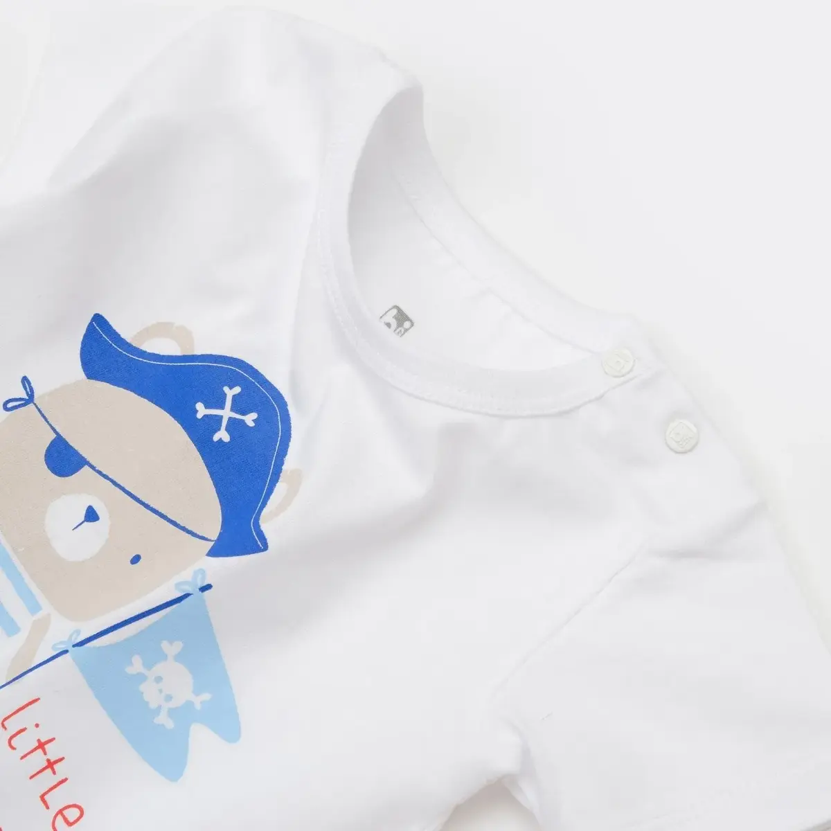 Bibaby 2li Takım Şortlu Little Pirates Bear Beyaz
