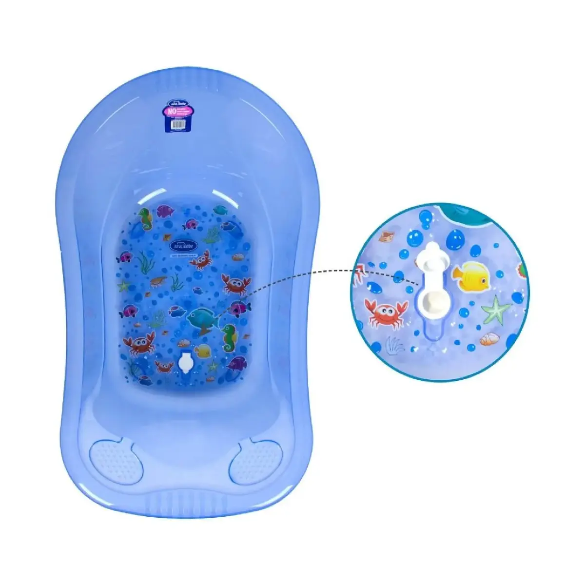 Sevi Bebe Giderli Bebek Banyo Küveti Desenli Şeffaf Mavi (Yeni)