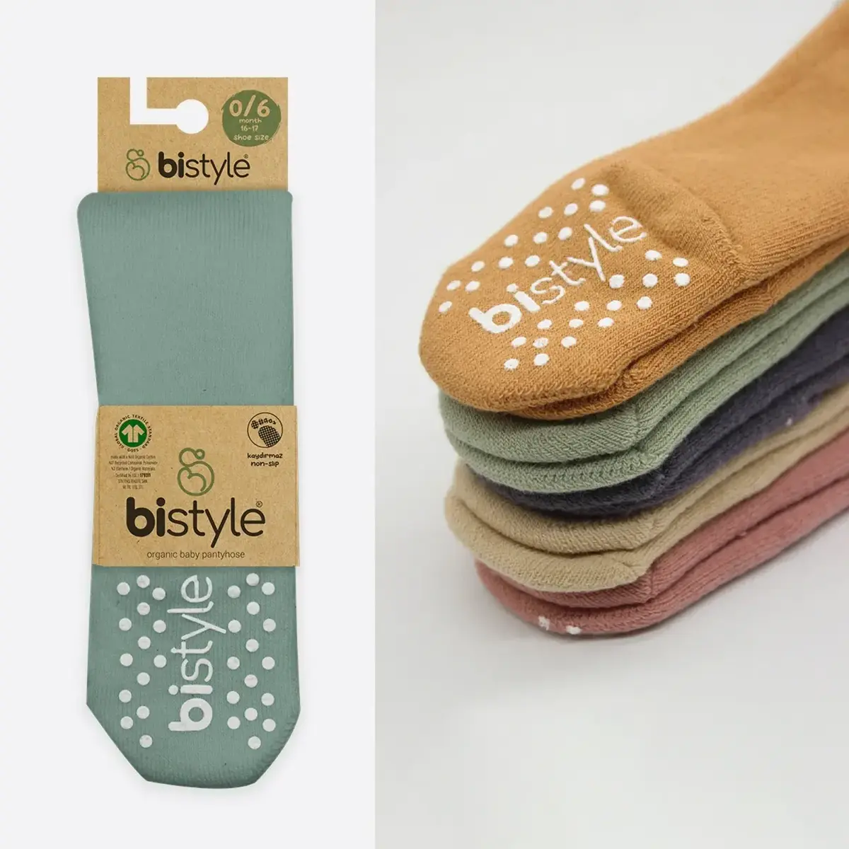 Bistyle Organik Çorap Külotlu Kaymaz Havlu  Nil