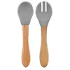 OiOi Mama Kaşığı + Çatal Powder Grey
