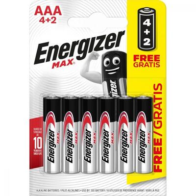 Energizer Max Alkaline AAA 4+2 İnce Kalem Pil 