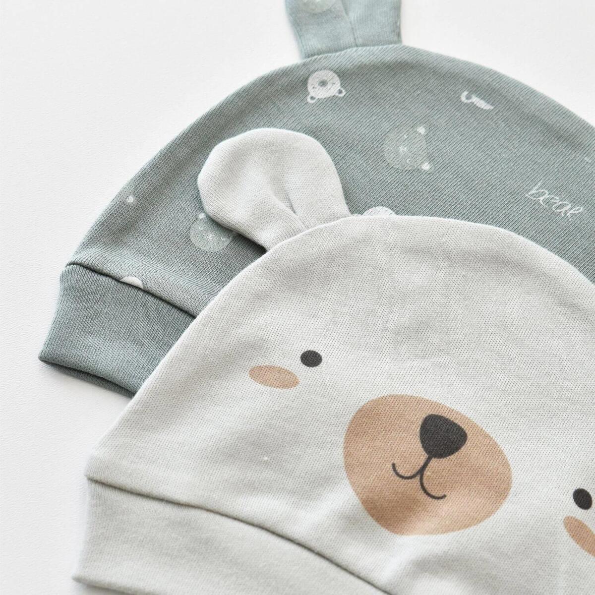 Bibaby Organik Şapka 2li Hug Me Bear Yeşil