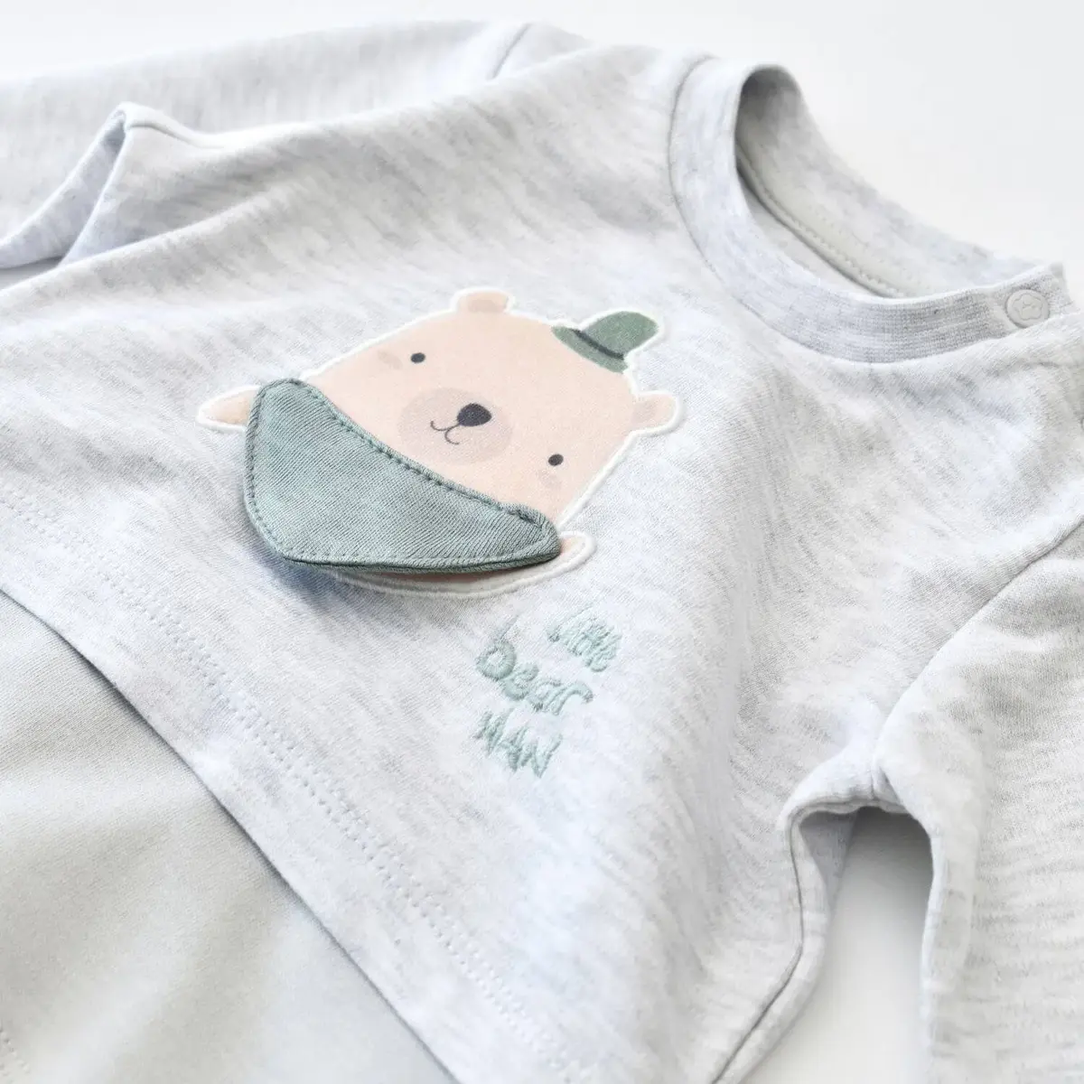 Bibaby Organik 2li Takım Hug Me Bear Kar Melanj