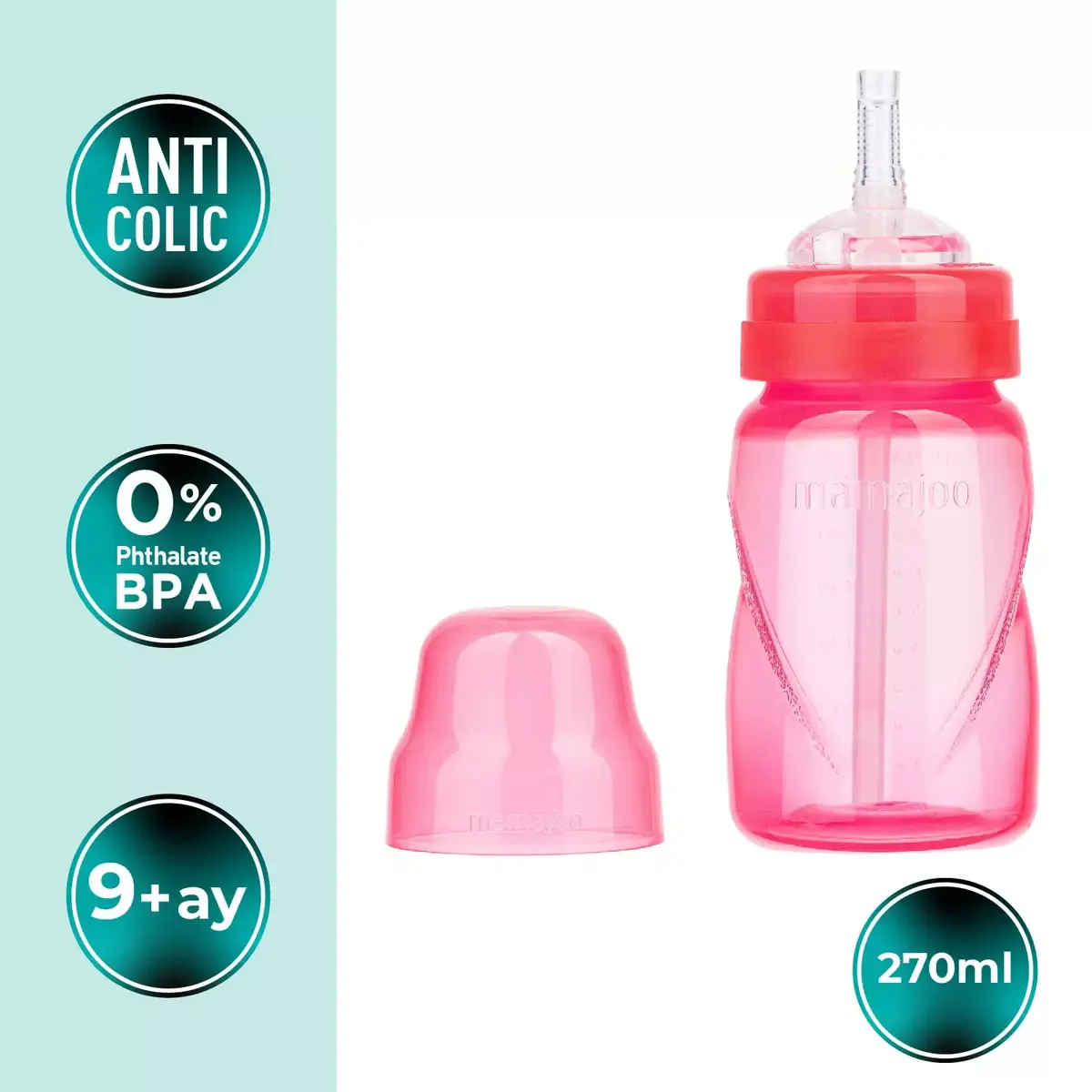 Mamajoo Akıtmaz Pipetli Bardak 270 ml Pembe