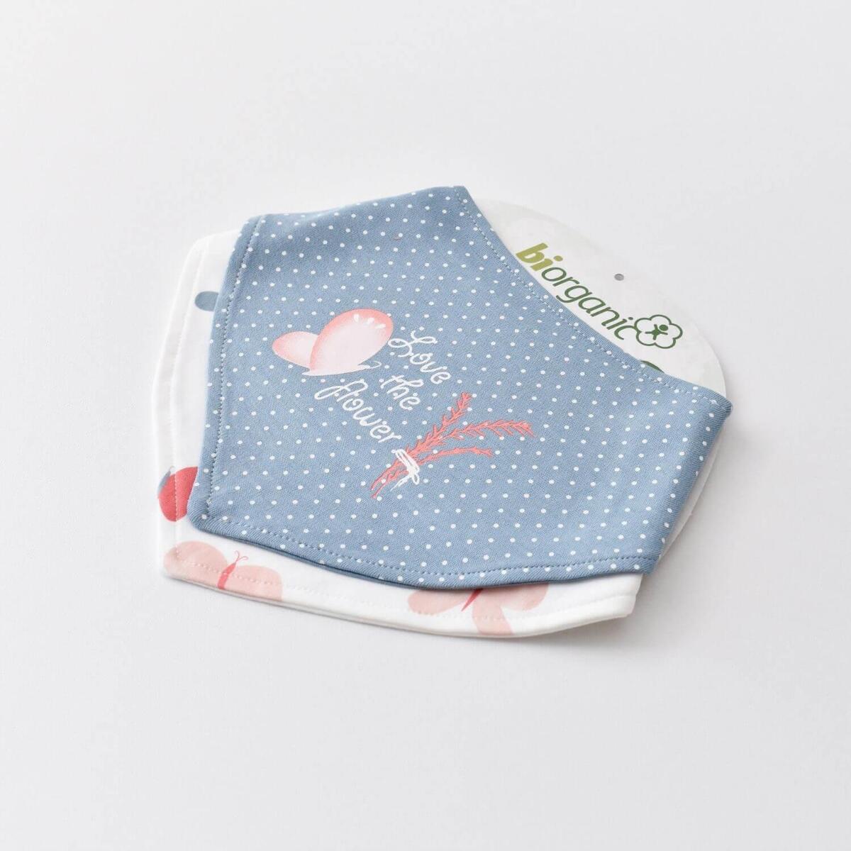 Bibaby Organik Fular Önlük 2li Wild Flowers Spring Blue