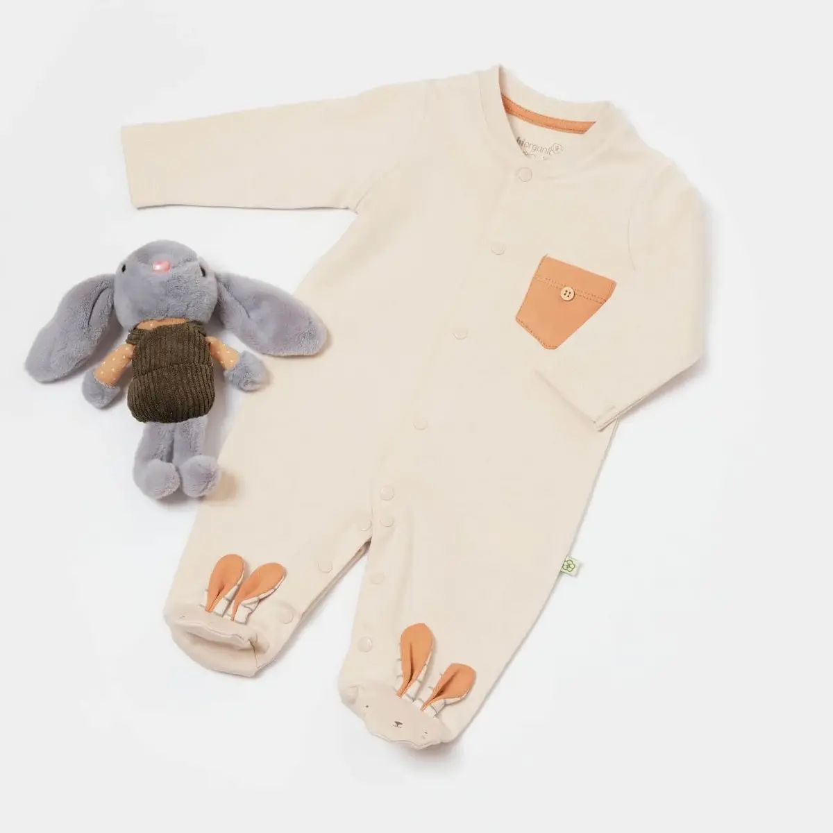 Bibaby Organik Tulum Cool Lines Bunny Bej - Hardal