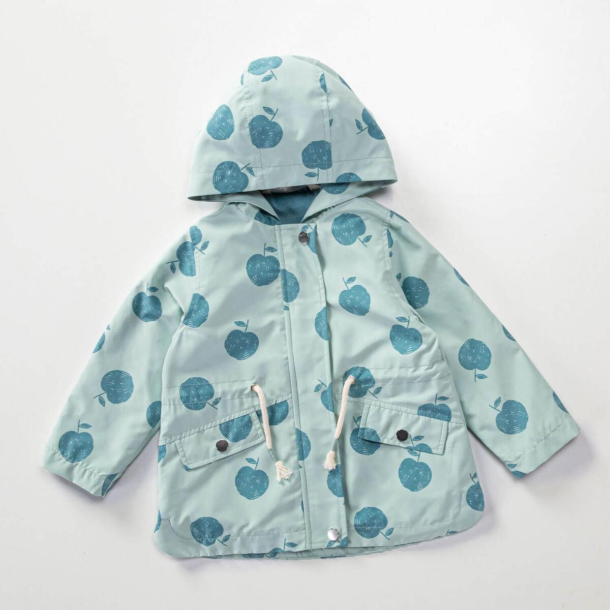 Midimod Yağmurluk Elma Baskılı Mint