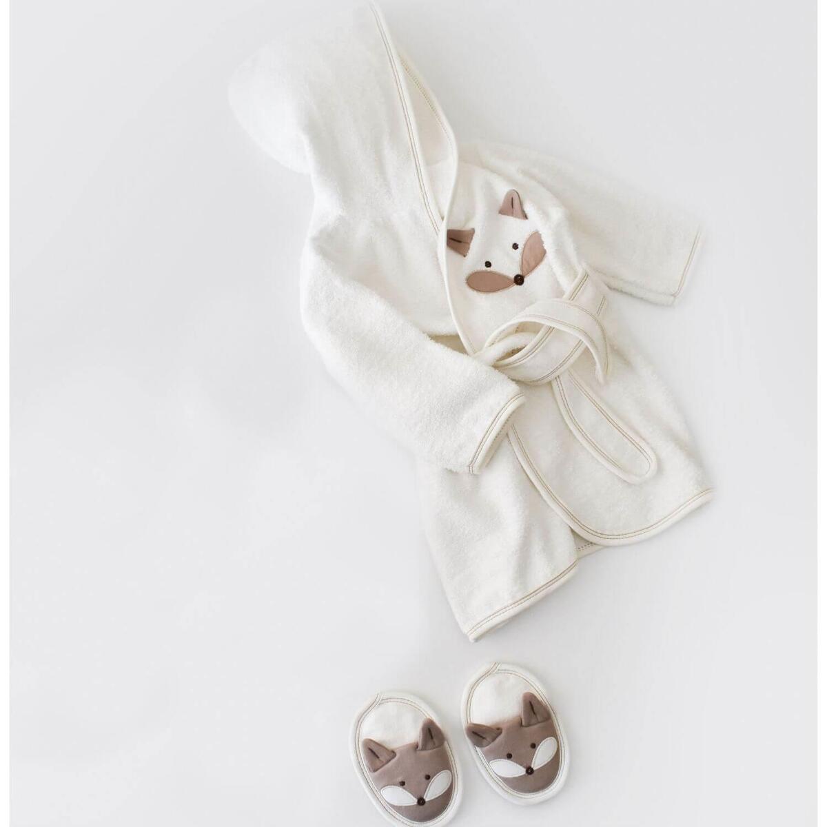 Bibaby Bornoz Terlik Takım Sweet Fox Ekru - Kahverengi