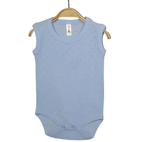 Hvc Atlet Body Jakarlı Nokta Desenli Mavi