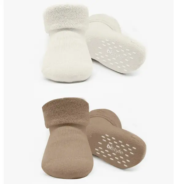 Bistyle Çorap Soket Havlu 2li Kaymaz Basic Girl Natural - Bej