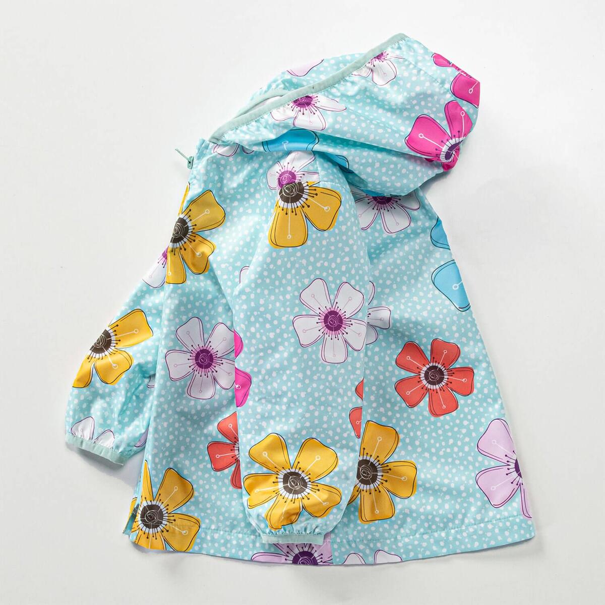 Midimod Yağmurluk Çiçek Baskılı Mint