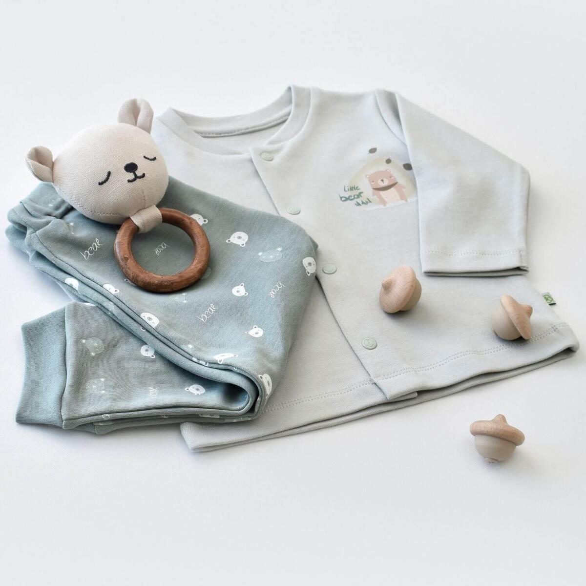 Bibaby Pijama Takımı Organik Hug Me Bear Yeşil