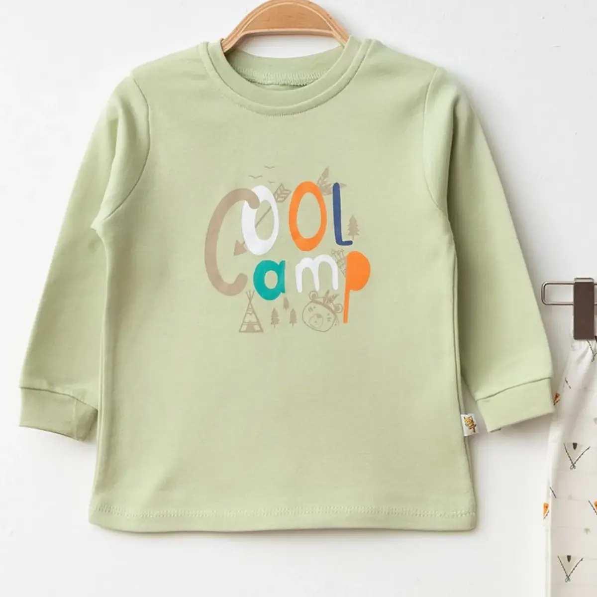 Mini Damla Pijama Takımı Penye Cool Camp Baskılı Yeşil