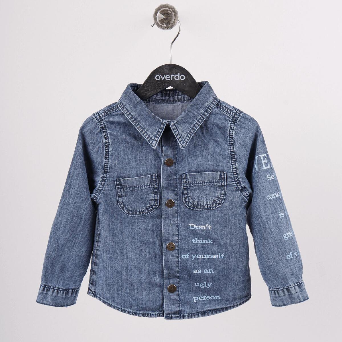 Overdo Gömlek Kol Baskılı Kot Mavi Denim