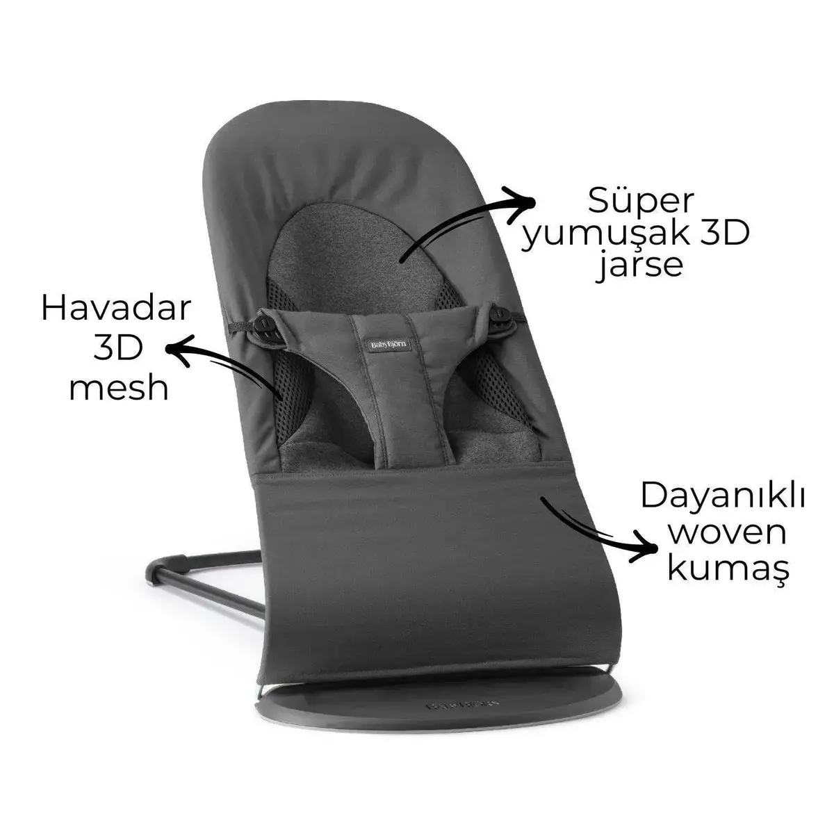 Babybjörn Balance Soft Ana Kucağı Woven Jersey Tri-Fabric Dark Grey